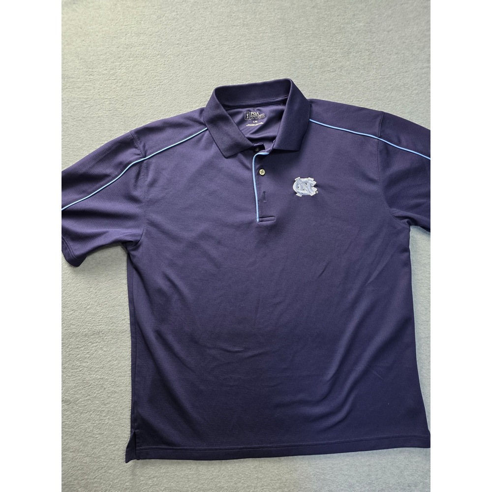 North Carolina Tar Heels PGA Tour Golf Polo Shirt Navy‎ Blue Mens Large UNC NCAA